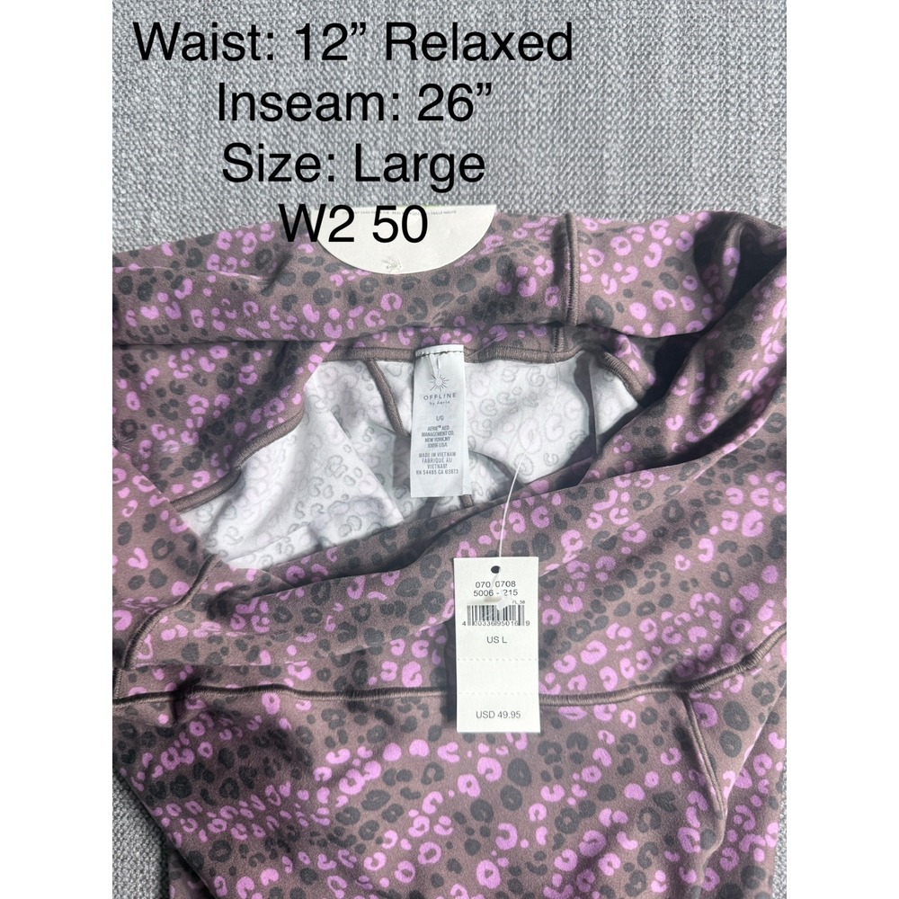 OFFLINE by Aerie Purple Leopard Print Mesh Panel Hi-Rise Leggings Large 5006-215 - Picture 3 of 4